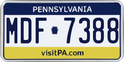PA license plate MDF7388