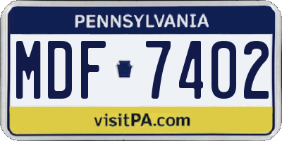PA license plate MDF7402