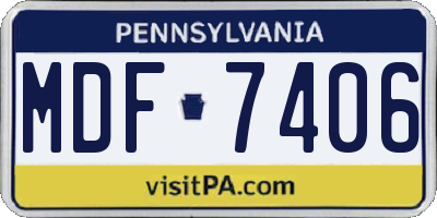 PA license plate MDF7406