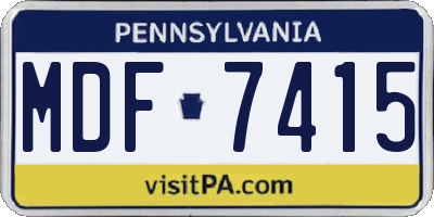 PA license plate MDF7415