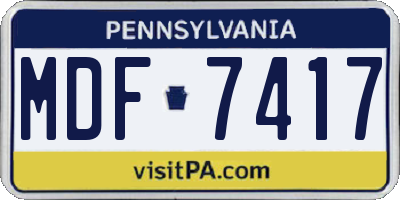 PA license plate MDF7417