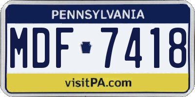PA license plate MDF7418
