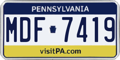 PA license plate MDF7419