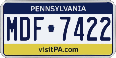 PA license plate MDF7422