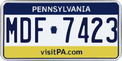 PA license plate MDF7423
