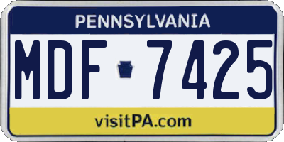 PA license plate MDF7425