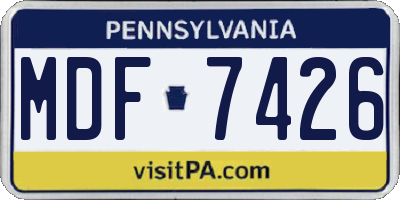 PA license plate MDF7426