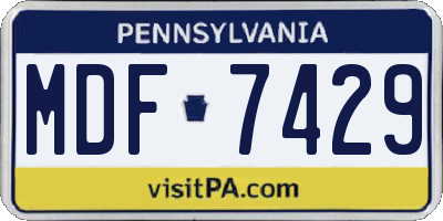 PA license plate MDF7429