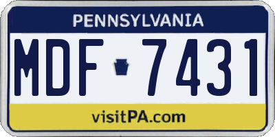 PA license plate MDF7431