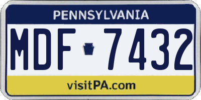 PA license plate MDF7432