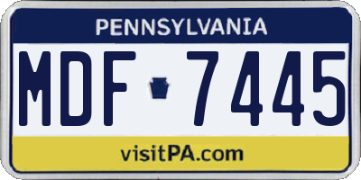 PA license plate MDF7445
