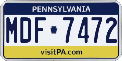 PA license plate MDF7472