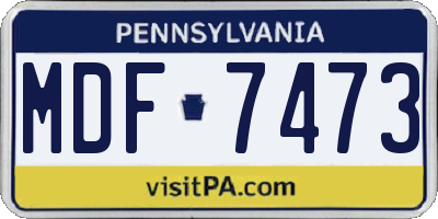 PA license plate MDF7473