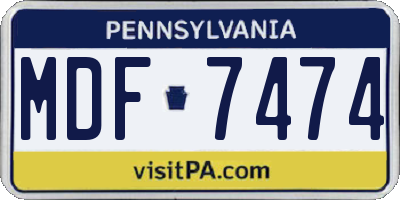 PA license plate MDF7474