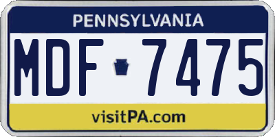 PA license plate MDF7475
