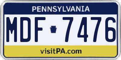 PA license plate MDF7476