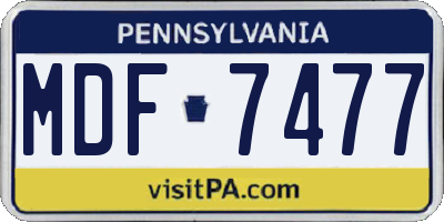 PA license plate MDF7477