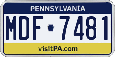 PA license plate MDF7481