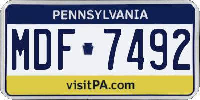 PA license plate MDF7492