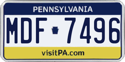 PA license plate MDF7496