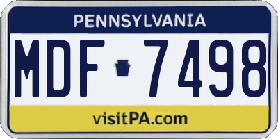 PA license plate MDF7498