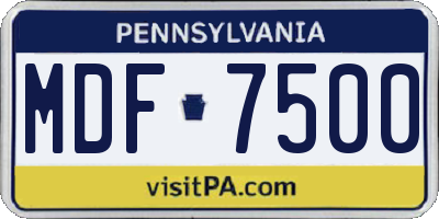 PA license plate MDF7500