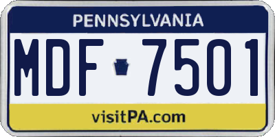 PA license plate MDF7501
