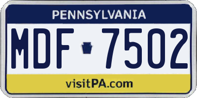 PA license plate MDF7502