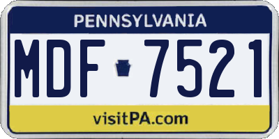 PA license plate MDF7521