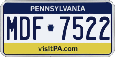 PA license plate MDF7522
