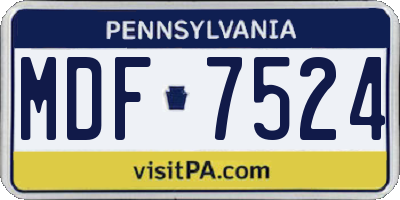 PA license plate MDF7524