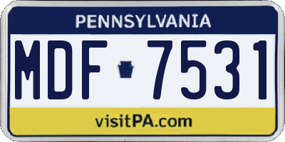 PA license plate MDF7531