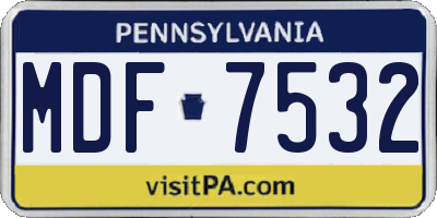 PA license plate MDF7532