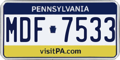 PA license plate MDF7533