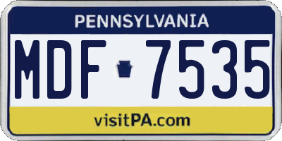 PA license plate MDF7535