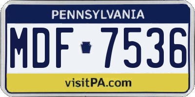 PA license plate MDF7536