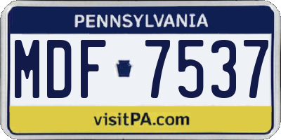PA license plate MDF7537