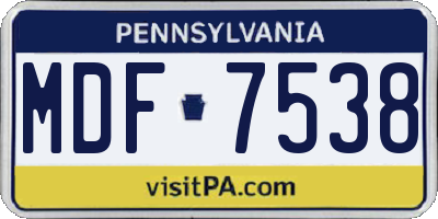 PA license plate MDF7538