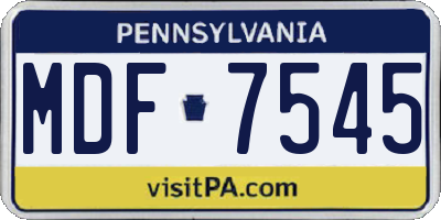 PA license plate MDF7545
