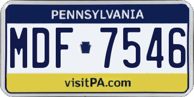 PA license plate MDF7546