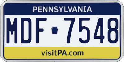PA license plate MDF7548