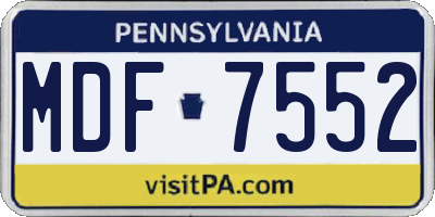 PA license plate MDF7552