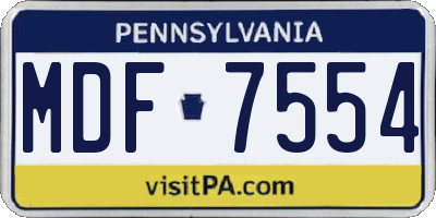 PA license plate MDF7554