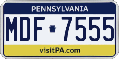 PA license plate MDF7555