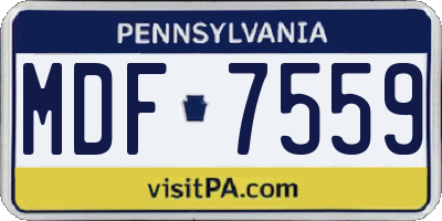 PA license plate MDF7559