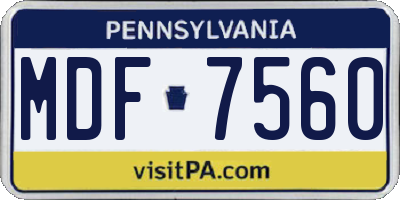 PA license plate MDF7560