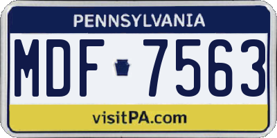 PA license plate MDF7563