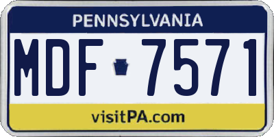 PA license plate MDF7571