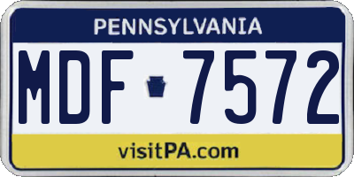 PA license plate MDF7572