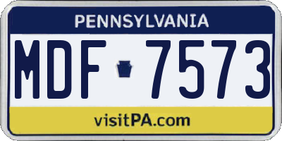 PA license plate MDF7573